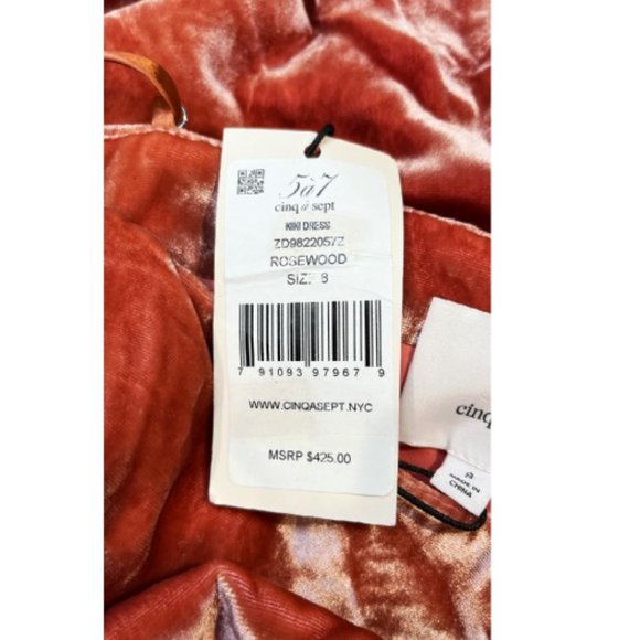 $425 BNWT CINQ A SEPT VELVET MINI  DRESS 8 - Picture 10 of 11
